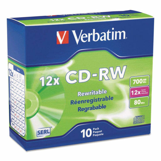 Picture of VER95156 - Description : Silver Recordable Disc - Verbatim CD-RW High-Speed Rewritable Disc - Pack of 10