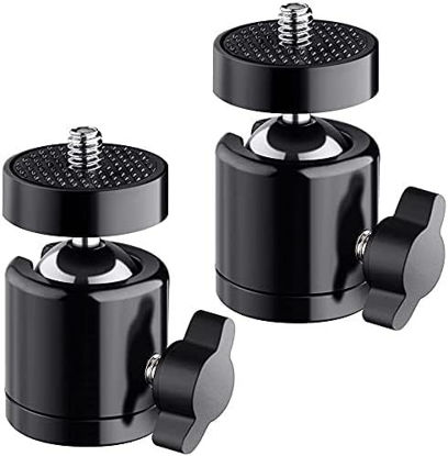 Picture of Universal 1/4" Swivel Mini Ball Head Screw Tripod Mount（2 Pack）, 360 Degree Rotating Mount Base Adapter for DSLR Cameras HTC Vive Tripods Monopods Camcorder Light Stand