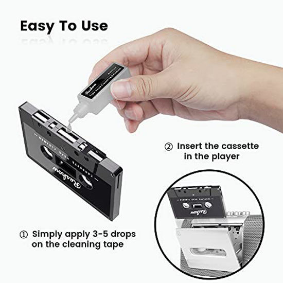 Picture of Reshow Audio Tape Cassette Head Cleaner w/ 2 Cleaning Fluids Care Wet Maintenance Kit for Cassette Tape Player/Boombox/Deck/Recorder