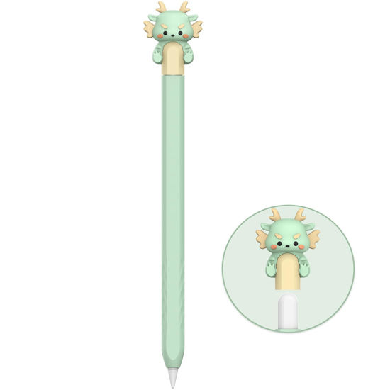 Picture of NIUTRENDZ Cute Cow Apple Pencil Case for Apple Pencil 2nd Generation Case Silicone Protective Cover Sleeve Skin Accessories (Green Dragon, Apple Pencil 2nd Generation)