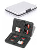 Picture of GeeKam Memory Card Carrying Box, Silver Aluminum Shock Resistant SD Card Holder, Compatible with SD, SDHC, MMC, Micro SD, and TF Cards