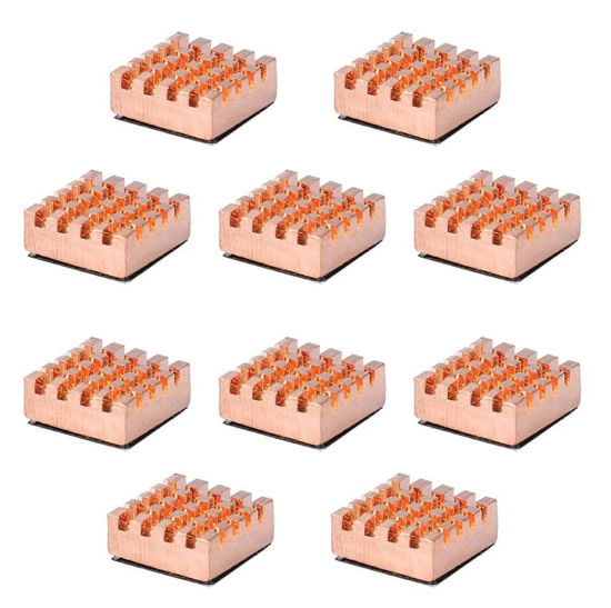 Picture of Easycargo 10pcs 14mm VRAM Copper Heatsink + Thermal Conductive Adhesive Tape for Cooling Cooler GPU Chips VRAM VGA RAM GPU (14mmx12mmx5mm) (Copper 14mm)