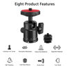 Picture of Universal 1/4" Swivel Mini Ball Head Screw Tripod Mount with Hot Shoe Mount, EszkozTA 360° Panoramic Rotating Mount Base Adapter for DSLR Cameras HTC Vive Tripods Monopods Light Stand