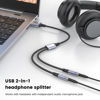 Picture of MOSWAG USB Audio Adapter External Sound Card Stereo Cable with Dual TRS 3-Pole 3.5mm Headphone and Microphone Jacks USB to Dual 3.5mm Audio Jack Adapter Cable for Windows Mac PC Laptops