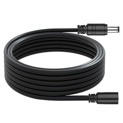 Picture of DC Power Extension Cable 5.5mm x 2.1mm 18AWG Current 10A 16.4FT Female to Male,Thickened Metal Connector Extension Cord for Security Cameras CCTV IP, Router, LED Strips, Solar Panels 5V 9V 12V 24V