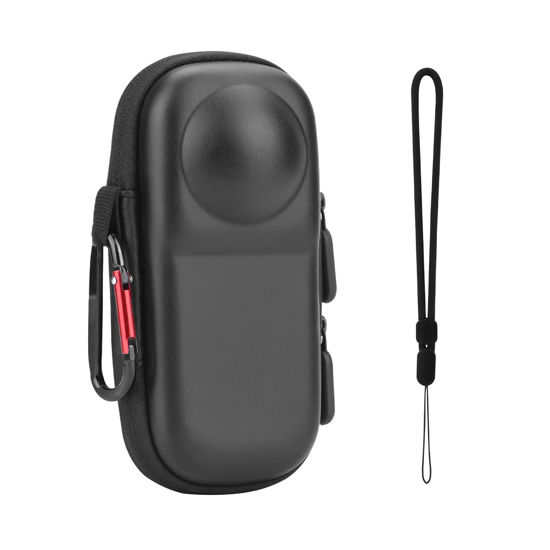 Picture of BRDRC Carrying Case for Insta 360 X4 (for Original Lens Cap), Portable Small Storage Bag Protective Cover Hard Shell Travel Protector with Wrist Strap Carabiner for Insta360 X4 Camera Accessories