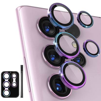 Picture of POROLIR for S23 Ultra Camera Lens Protector, Aluminium Alloy Ring 9H Tempered Glass Anti Scratch Decorative Camera Cover Accessories for Samsung Galaxy S23 Ultra 5G, Colorful