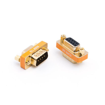 Picture of Arnorin DB9 Null Modem Adapter Male to Female Slimline Data Transfer Serial Port Adapter Gold Plated 2 Pack