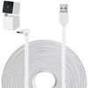 Picture of delilyn 25FT/7.5M Power Extension Cable Compatible with WYZE Cam Pan V3, 90 Degree Micro USB Extension Charging Cable for Your WYZE Cam Pan V3 Continuously, L-Shaped Flat Power Cord-White