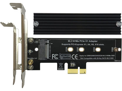 Picture of Bejavr M.2 PCIe NVMe X1 Adapter with Aluminum Heat Sink, Support PCIe 3.0 4.0 X1 X4 X8 X16 Slot.