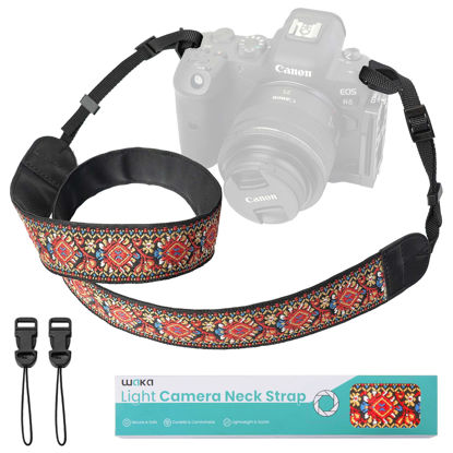 Picture of waka Camera Strap for All DSLR/SLR Cameras, Vintage Embroidered Double Layer Universal Neck Shoulder & Crossbody Strap for Canon Nikon Sony Compatiable, Gifts for Photographers