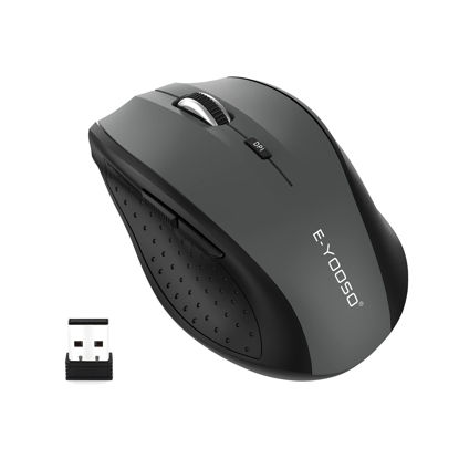 Picture of E-YOOSO Wireless Mouse, Computer Mouse 18 Months Battery Life Cordless Mouse, 5 Level 4800 DPI, 6 Button Ergo Wireless Mice, 2.4G Portable USB Wireless Mouse for Laptop, Mac, Chromebook, PC, Windows