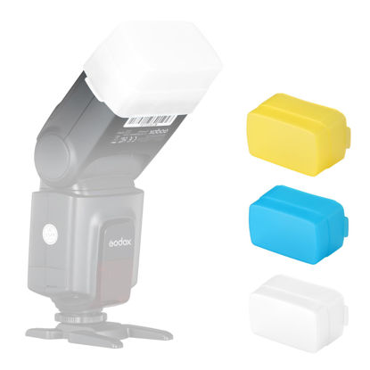 Picture of Supon Flash Diffuser for Godox TT520 TT520ii TT560 TT560ii Flash Speedlite （3 Pack White Blue Yellow）