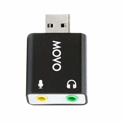 Picture of Movo USB-AC 3.5mm TRS Microphone to USB 2.0 Stereo Audio External Sound Card Adapter for PC and Mac. USB Sound Card Adapter for Computer or Laptop Convert USB Input to 3.5mm TRS Headphone or Mic Jack