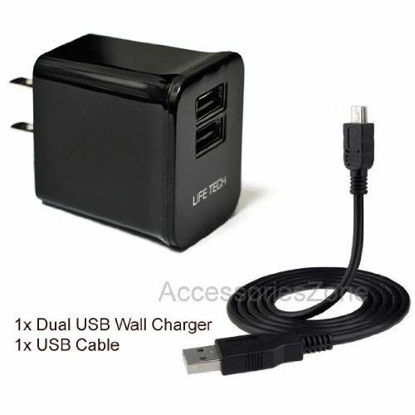 Picture of For Dell Venue 7 / Venue 8 Tablet Dual USB Home Wall Charger w/USB Cable