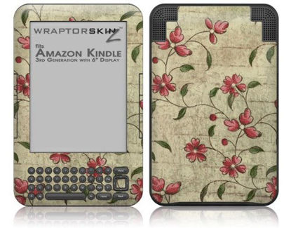 Picture of WraptorSkinz Flowers and Berries Red - Decal Style Skin fits Amazon Kindle 3 Keyboard (with 6 inch Display)