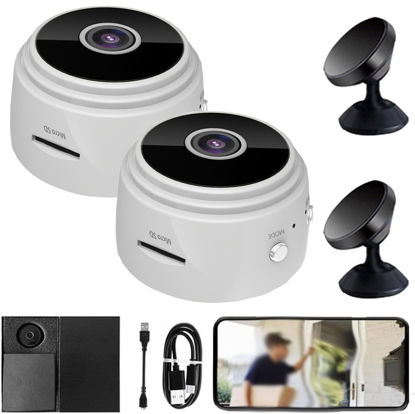 Picture of Miniguard Security Camera, Pixielens Pro Security Camera, Minpix Security Camera, Camtrix Security Camera, Spy Focus Mini 1080p HD Wireless Security Camera, Wifi Wireless Small Video Camera (White*2)