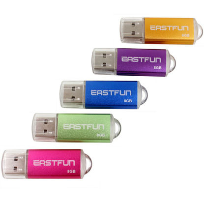 Picture of EASTFUN 5Pcs 8GB USB Flash Drive USB 2.0 Flash Memory Stick Thumb Stick Pen(Five Mixed Colors: Blue Purple Rose Green Gold)