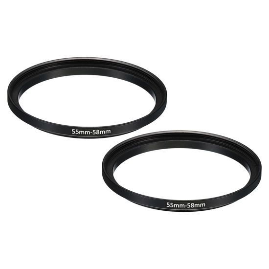 Picture of PATIKIL 55mm-58mm Metal Step Up Ring, 2 Pack Camera Lens Filter Adapter Ring Aluminum Filter Adapter Ring for Camera Lenses Hood, Black