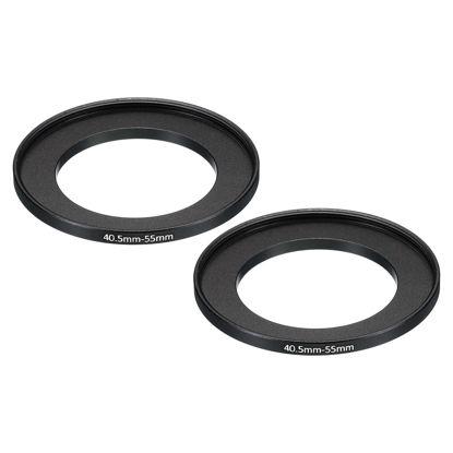 Picture of PATIKIL 40.5mm-55mm Metal Step Up Ring, 2 Pack Camera Lens Filter Adapter Ring Aluminum Filter Adapter Ring for Camera Lenses Hood, Black