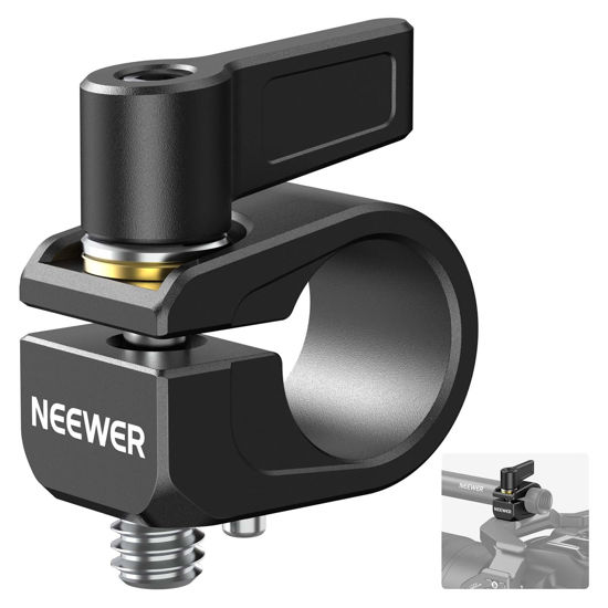 Picture of NEEWER Single 15mm Rod Clamp, Extension LWS 15mm Rods Clamp Adapter with 1/4" Screw and Anti Twist Pin for Canon Nikon Sony Camera Cage Shoulder Rig Compatible with SmallRig NEEWER Follow Focus, UA052