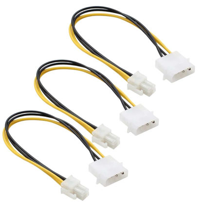 Picture of lilila-ree 3-Pack LP4 Molex Male to ATX 4 pin Male Auxiliary Power Adapter Cable 9.5-inch (24cm), Black