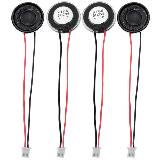 Picture of JJHXSM Magnetic Loudspeaker 4PCS 28mm/1.10Inch 8Ohm 2W Round Metal Shell Internal Magnetic Speakers with Wire