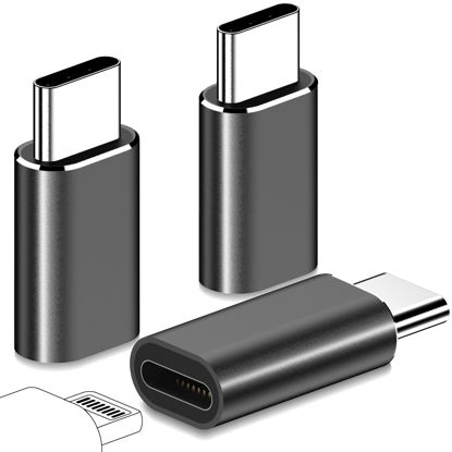 Picture of FQSH 3 Pack for Lightning Female to USB C Male Adapter,27W PD Fast Charging for iPhone 15/15 Pro/15 Pro Max/15 Plus,USB C to Lightning Adapter for iPad,Support Data Transfer,Not for Audio/OTG,Black