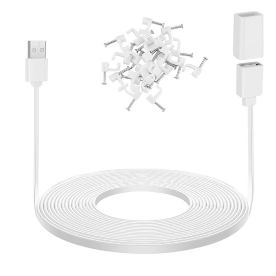 Picture of UYODM 20Ft/6M USB Extension Cable Compatible with WYZE Cam V3/V4/V2,Wyze Cam OG, WYZE Cam Pan V3/V3 Pro/ V2, IPX7 Waterproof Extension Charging Cable Power Your WYZE Cam Continuously - White