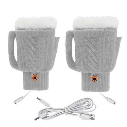 Picture of BLUGY Winter Electric Heating Warm Gloves USB Gloves Plush Mobile Power Computer Electric Heating Gloves Beer Mug Shape Gloves