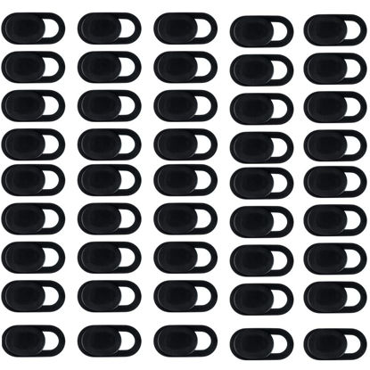 Picture of Eyech 50Pcs Computer Camera Cover Slider, Webcam Cover Blocker Slider Slim 0.027 inch for MacBook Pro/iMac/Laptop/PC/iPad Pro (Black)