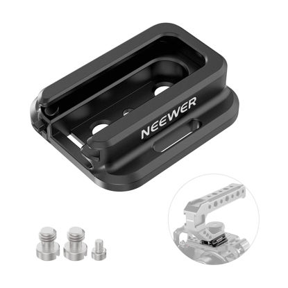 Picture of NEEWER Cold Shoe Mount Adapter with Dual 1/4" Threads & Screws, 4 Side Strap Slots, Anti Drop Retractable Safety Pin for Camera Cage Field Monitor Mount Speedlite Flash Mic LED Light, UA042