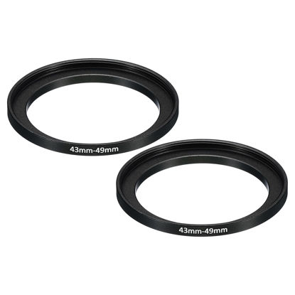 Picture of PATIKIL 43mm-49mm Metal Step Up Ring, 2 Pack Camera Lens Filter Adapter Ring Aluminum Filter Adapter Ring for Camera Lenses Hood, Black