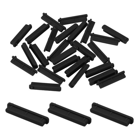 Picture of MECCANIXITY 25pcs SD Port Duct Covers Caps Silicone Plugs Protector for Laptop Camera Female SD Plug, Black