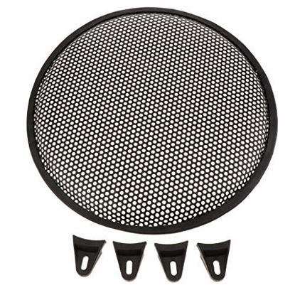 Picture of Prettyia 1Pack 12inch Mesh Round Car Speaker Cover, Decoration Loudspeaker Grill, Metal & Durable Black