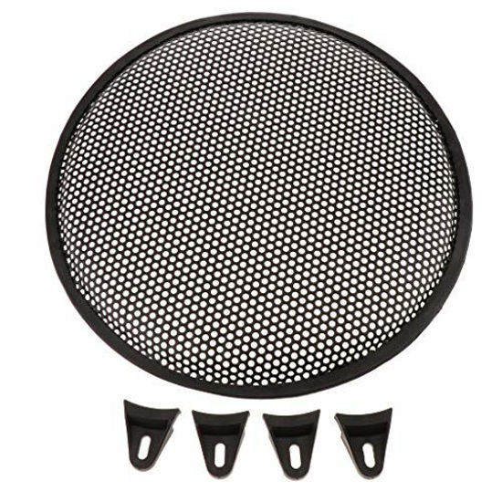 Picture of Prettyia 1Pack 12inch Mesh Round Car Speaker Cover, Decoration Loudspeaker Grill, Metal & Durable Black