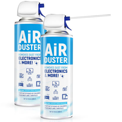 Picture of Air Duster Compressed Air Can 2Pcs, Compressed Canned Air Duster for Computer, PC, Disposable Electronic Keyboard Cleaner for Dust Off 2Pcs(10oz)