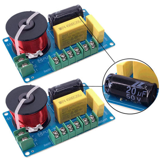 Picture of Diarypiece 2 Pcs 3 Way Speaker Crossover Divider Hifi Filter, Circuit Board Stereo Audio Frequency Filter 200W