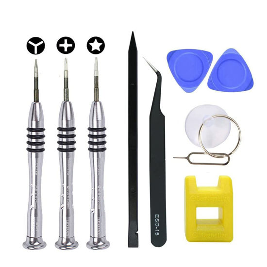 Picture of iPhone Screwdriver Repair Tool Kit,1.5mm PH000 Phillips,0.8mm Star P2 Pentalobe,Y0.6 Tri-Point Y000 Tri-Wing Screworiver for Apple iPhone X/8/8 Plus, 7/7Plus,6P/6S/6/5S/5/5C/4S/4/SE,iPod,iTouch