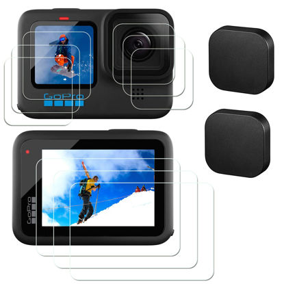 Picture of ZLMC [11PCS] Screen protector for GoPro Hero 12 11 10 9 black, 9PCS Tempered Glass Screen Len Display protector, 2PCS rubber lens cover caps accessory kit