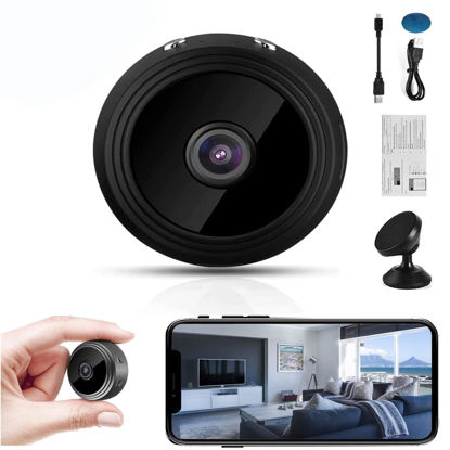 Picture of Mini 1080p HD Wireless Magnetic Security Camera with Sound, Spy Focus Security Camera Hidden Camera, Nanny Cam with Phone App and Night Vision Motion Detection, for Office and Home Security (1 Pcs)