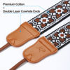 Picture of Padwa Lifestyle Camera Strap - 2" Cowhide Leather Head Cotton Camera Straps for Photographers,Vintage Jacquard Embroidery Adjustable Neck & Shoulder Strap for ALL DSLR/SLR Cameras(Brown Flower)