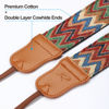 Picture of Padwa Lifestyle Camera Strap - 2" Cowhide Head Camera Straps for Photographers,Vintage Jacquard Embroidery Woven Cotton Adjustable Shoulder Neck Straps for Cameras,Binoculars（Cool Ethnic Style Waves）