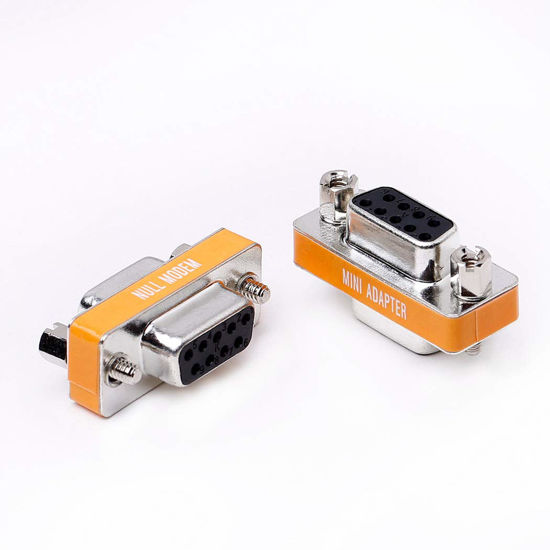 Picture of Arnorin DB9 Null Modem Female to Female Slimline Data Transfer Serial Port Adapter 2 Pack