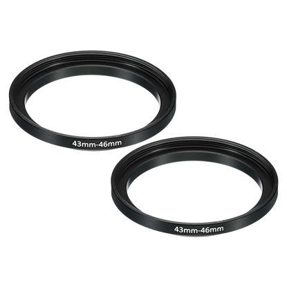 Picture of PATIKIL 43mm-46mm Metal Step Up Ring, 2 Pack Camera Lens Filter Adapter Ring Aluminum Filter Adapter Ring for Camera Lenses Hood, Black