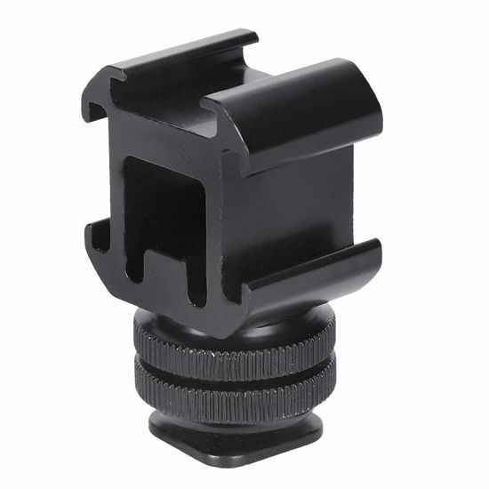 Picture of Triple Cold Shoe Mount,Camera hot Shoe Extension hot Shoe Extension Other Shooting Accessories 14 Dual Layer Screw One for Three Hot Cold Shoe Base Fill Light Multifunction Bracket