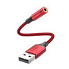 Picture of MOSWAG USB to 3.5mm Jack Audio Adapter,USB to Aux Cable with TRRS 4-Pole Mic-Supported USB to Headphone AUX Adapter External Sound Card for PC PS4 PS5 and More (0.65Feet/20cm, Red)