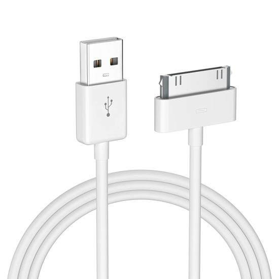 Picture of sarmert Apple Certified 30 Pin USB Charging Cable, 4.0ft USB Sync Charging Cord iPhone Compatible for 4 4s 3G 3GS iPad 1 2 3 iPod Touch Nano White (1 PCS)