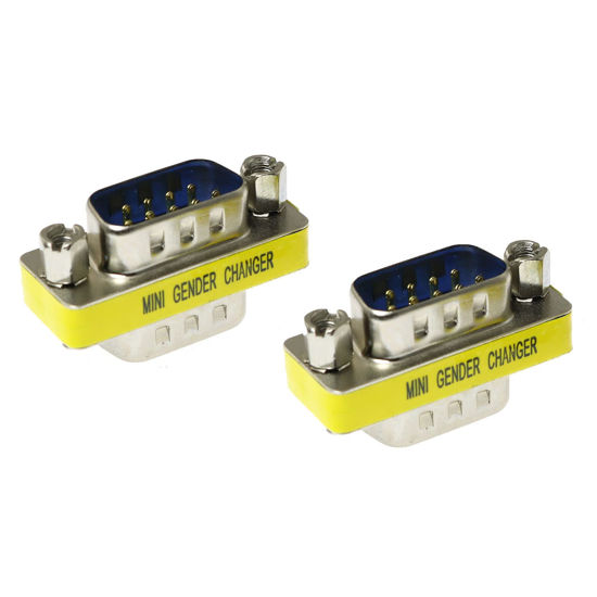 Picture of RLECS 2pcs DB9 9Pin RS232 Serial Cable Male to Male Mini Gender Changer Adapter Coupler Connector