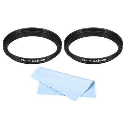 Picture of PATIKIL 39mm-40.5mm Metal Step Up Ring with Cleaning Cloth, 2 Pack Camera Lens Filter Adapter Ring Aluminum Filter Adapter Ring for Camera Lenses Hood, Black